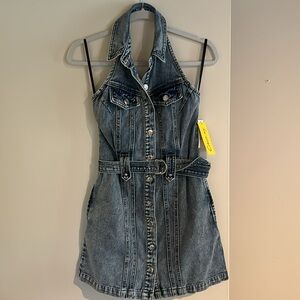 Denim halter dress. Size 25. POCKETS